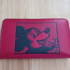 GENUINE COACH MICKEY MOUSE WALLET / RED LEATHER / LIKE NEW